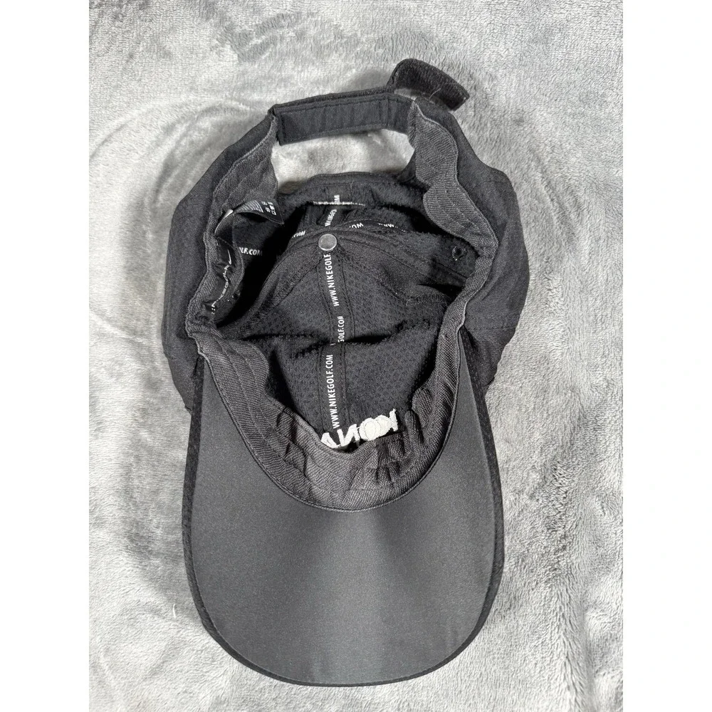 Nike Golf Hat Cap Strap Back One Size Black Konami Mesh Breathable Mens